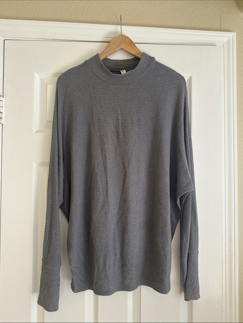 Cozy Gray Ribbed Turtleneck Sweater - Women's Long Sleeve